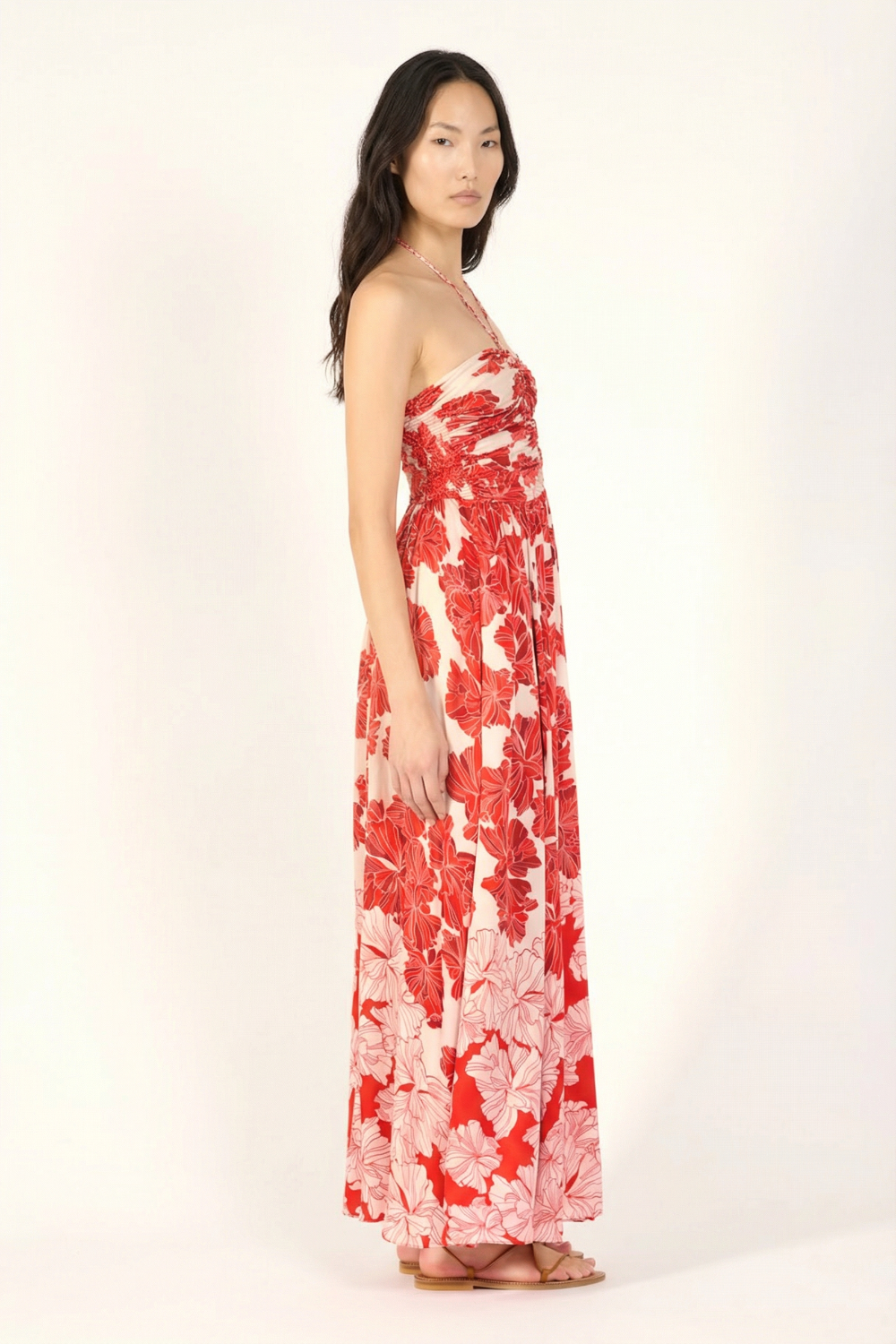 Long Dress Avril - Red Flower Bunch - Poupette St Barth