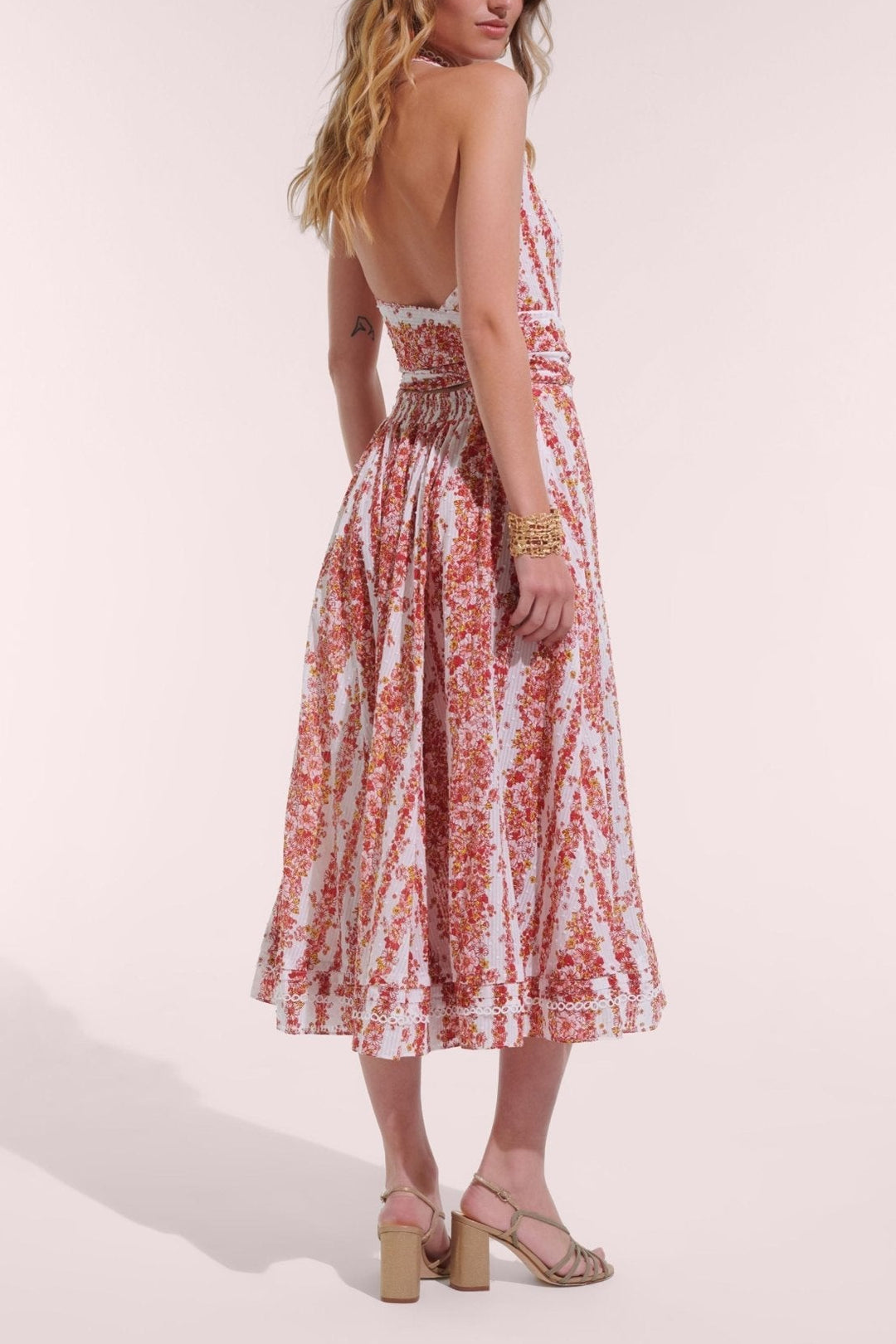 Long Dress Beth - PINK Waves Flowers | Spring Collection | Poupette St Barth L / PINK Waves Flowers / COTTON STRIPE Long Dress Beth - PINK Waves Flowers | Spring Collection | Poupette St Barth L / PINK Waves Flowers / COTTON STRIPE