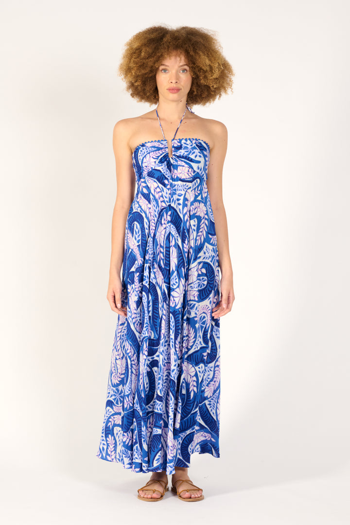 Long Dress Carla - Blue Holy Snake - Poupette St Barth
