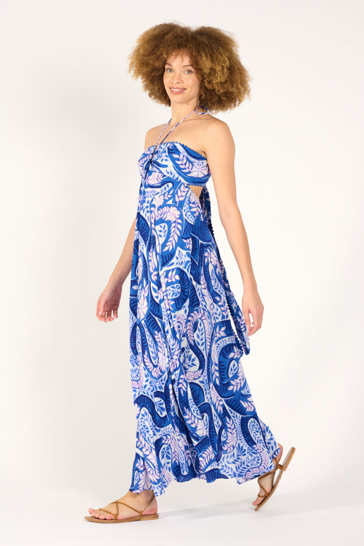 Long Dress Carla - Blue Holy Snake - Poupette St Barth