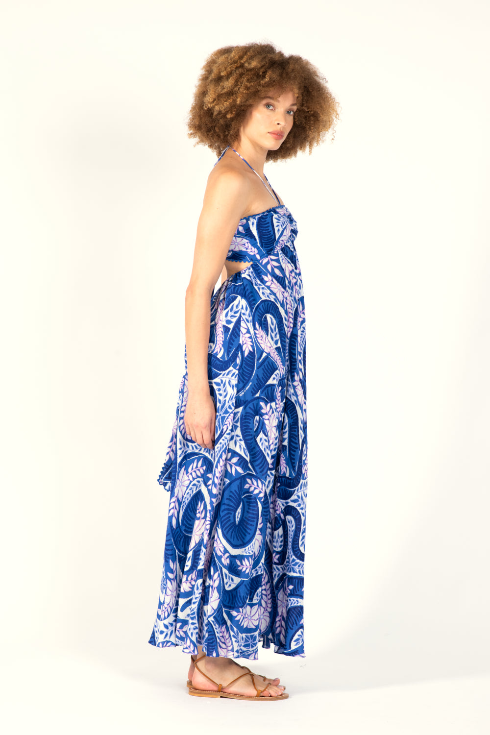Long Dress Carla - Blue Holy Snake - Poupette St Barth