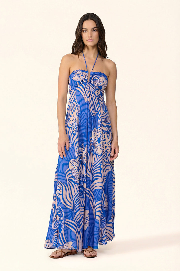Long Dress Carla - Blue Japonism - Poupette St Barth