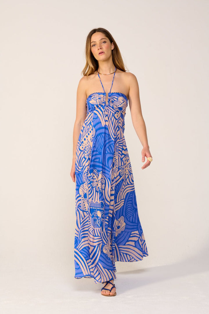 Robe Longue Carla - Blue Japonism