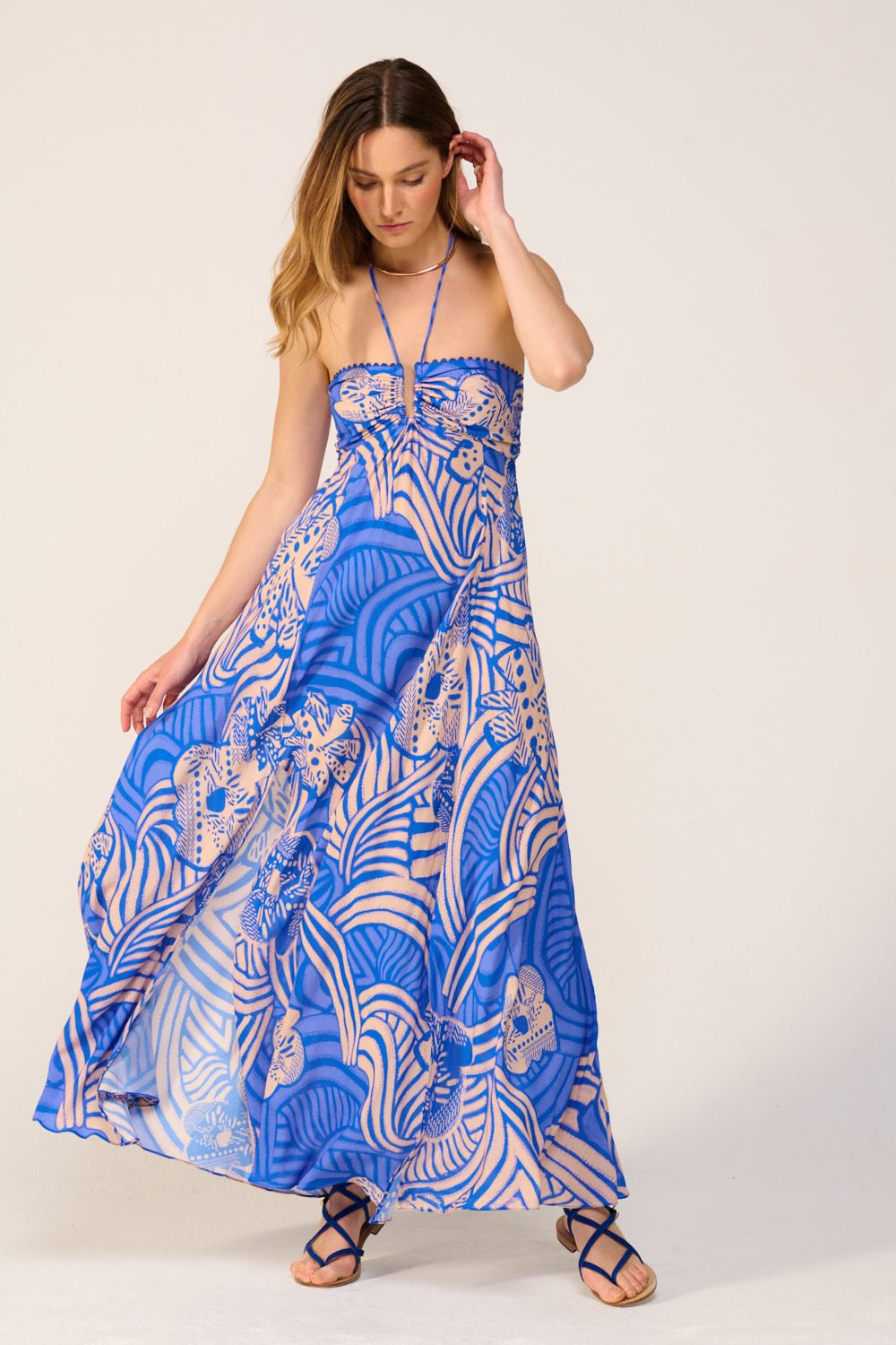 Robe Longue Carla - Blue Japonism