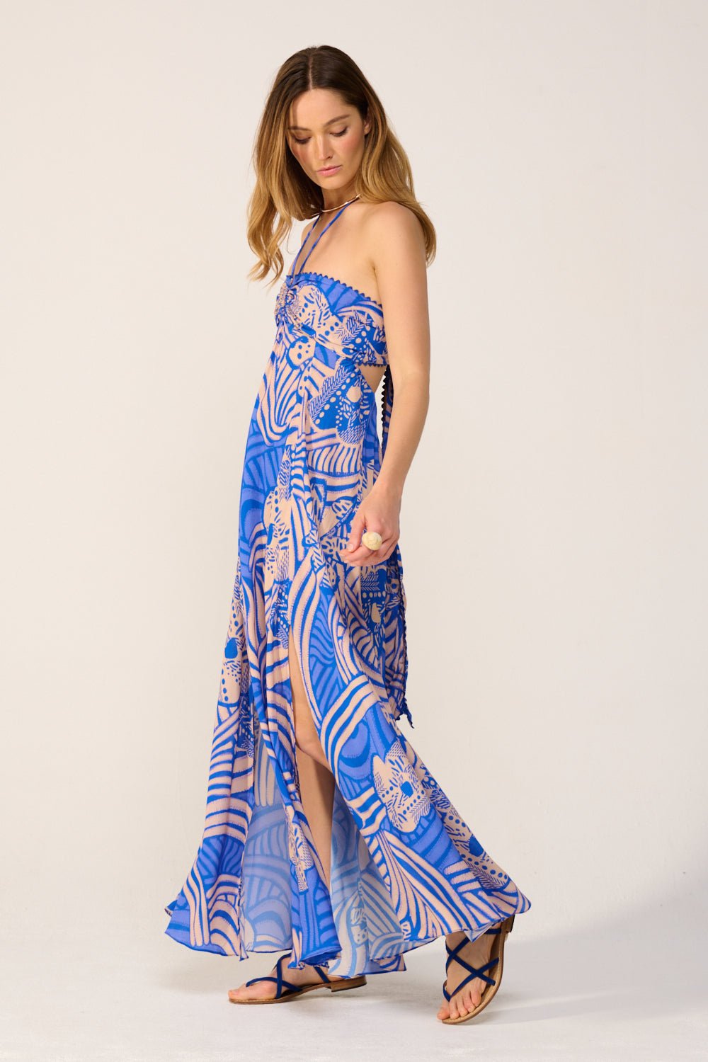 Robe Longue Carla - Blue Japonism