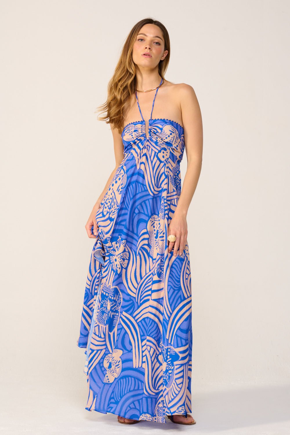 Robe Longue Carla - Blue Japonism