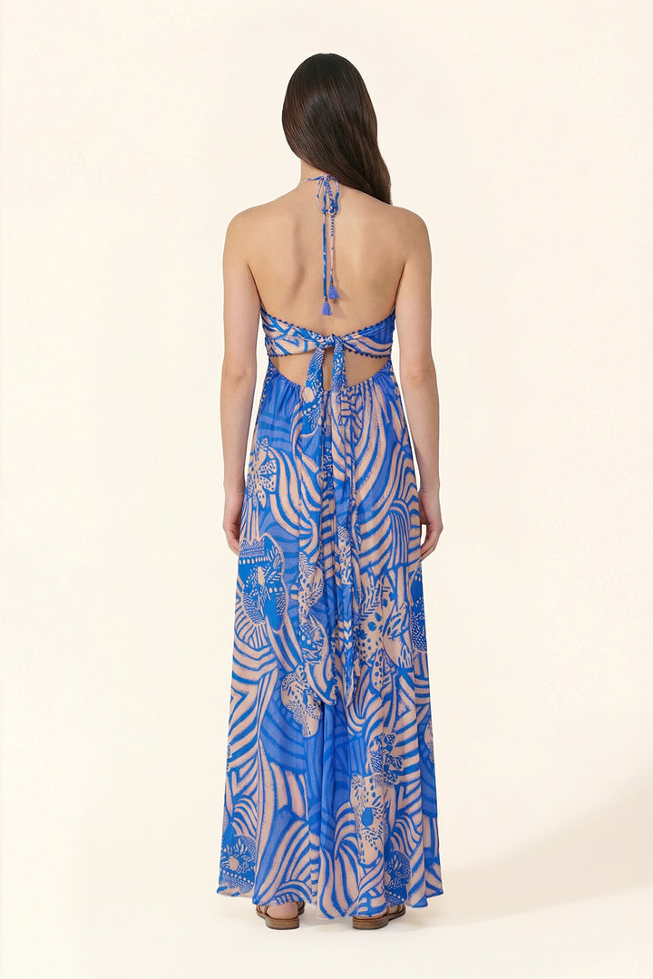 Long Dress Carla - Blue Japonism - Poupette St Barth