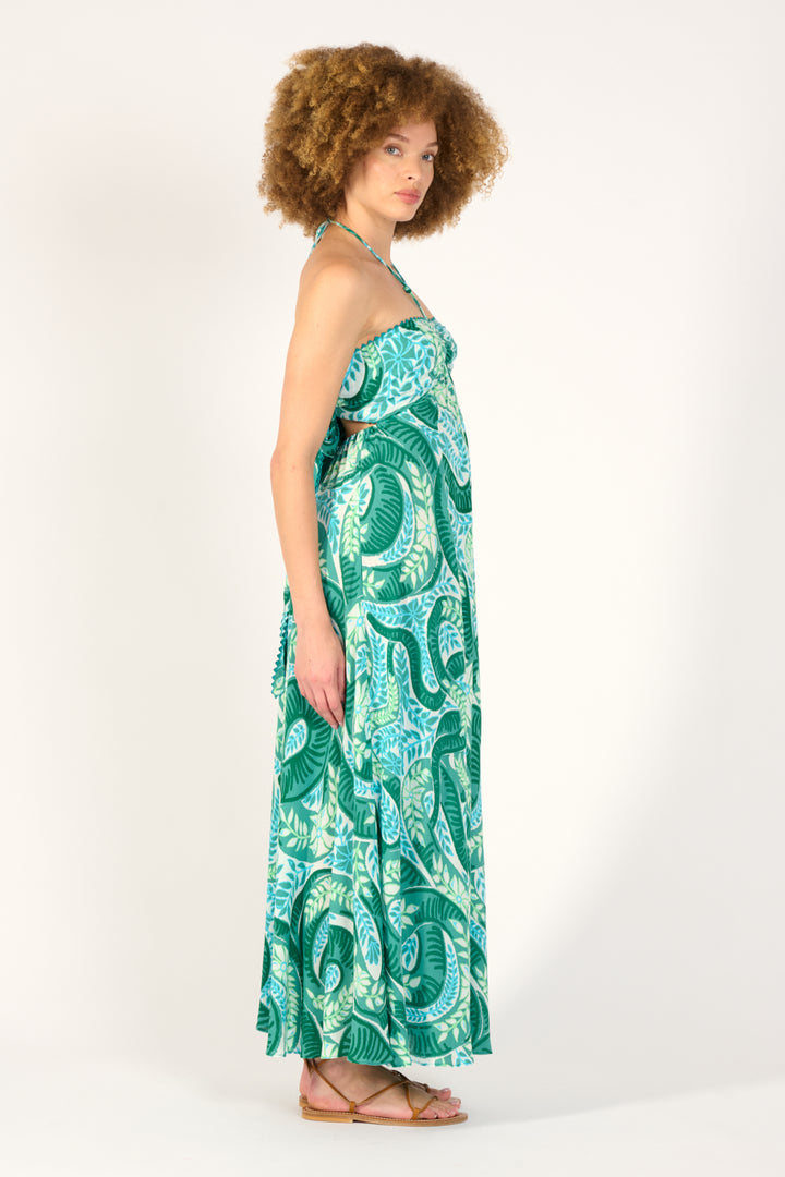 Long Dress Carla - Green Holy Snake - Poupette St Barth