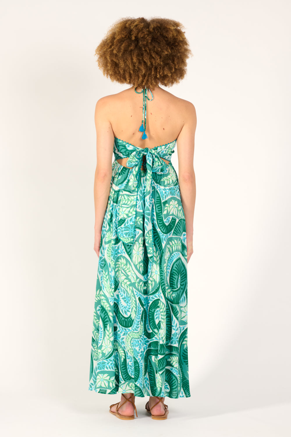 Long Dress Carla - Green Holy Snake - Poupette St Barth