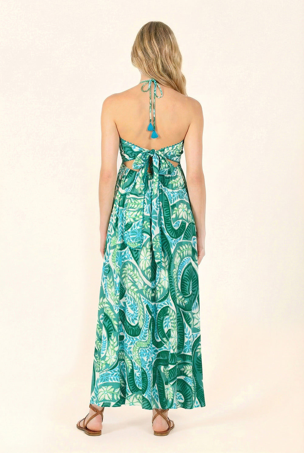 Long Dress Carla - Green Holy Snake - Poupette St Barth