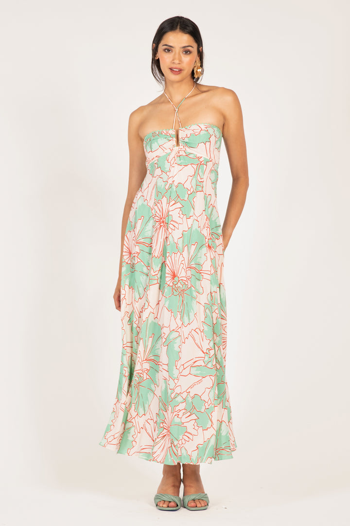 Long Dress Carla - Green Petal - Poupette St Barth