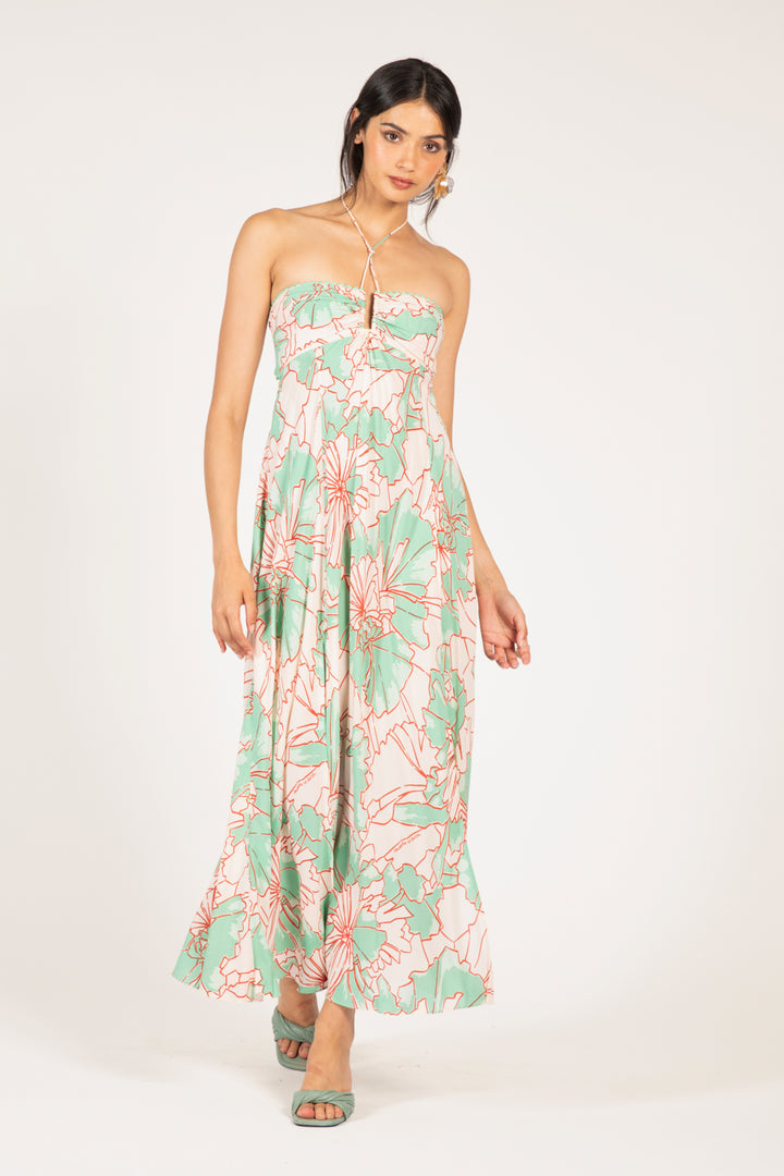 Long Dress Carla - Green Petal - Poupette St Barth