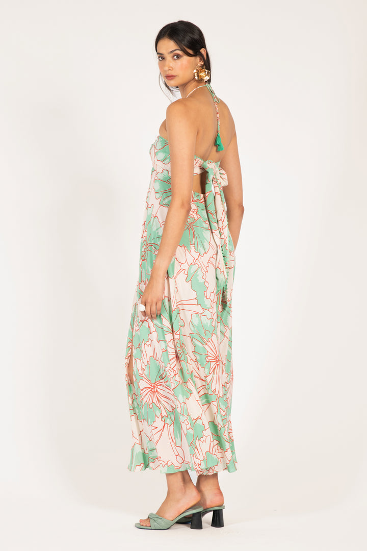 Long Dress Carla - Green Petal - Poupette St Barth