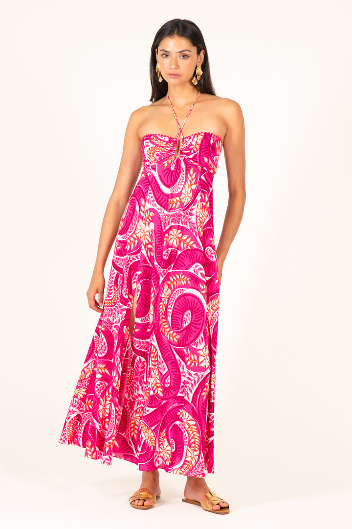 Long Dress Carla - Pink Holy Snake