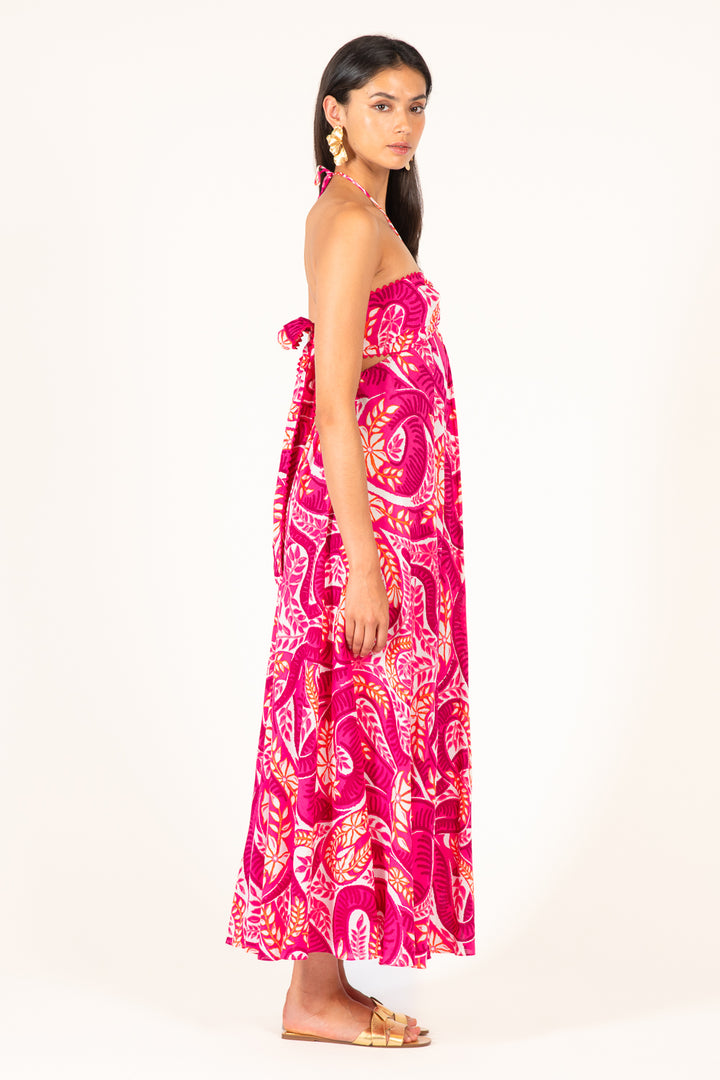 Long Dress Carla - Pink Holy Snake