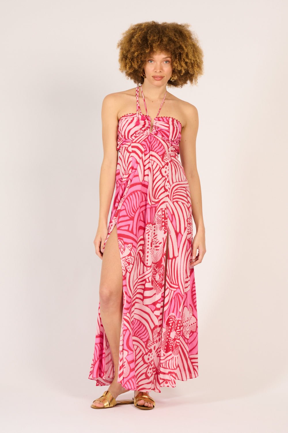 Long Dress Carla - Pink Japonism - Poupette St Barth
