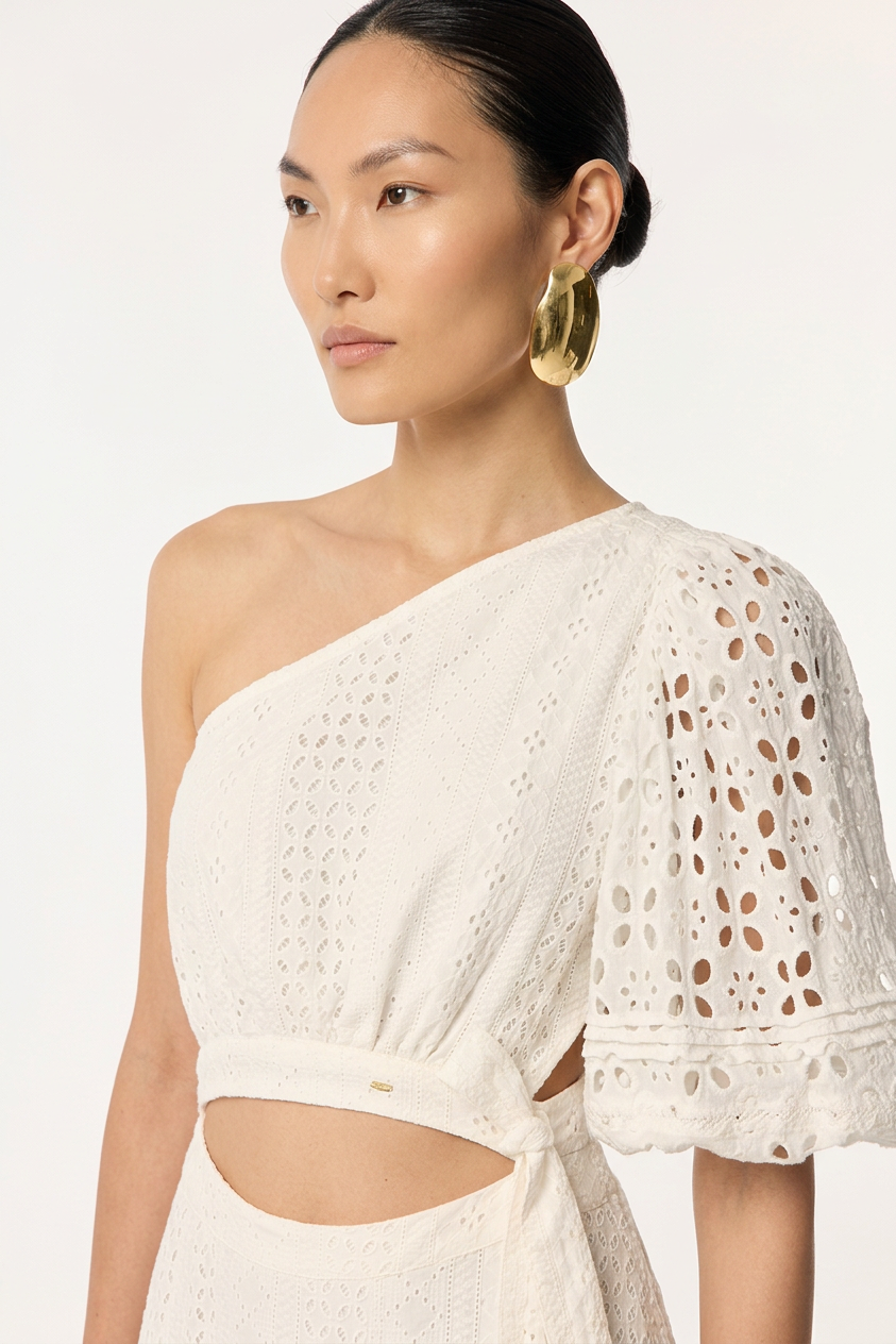 Poupette St Barth Long Dress Chantal in natural white, flowing maxi dress with elegant design and lightweight fabric.