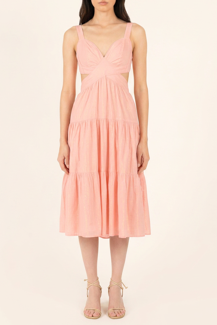 Pink long dress – Long Dress Coco by Poupette St Barth, front view