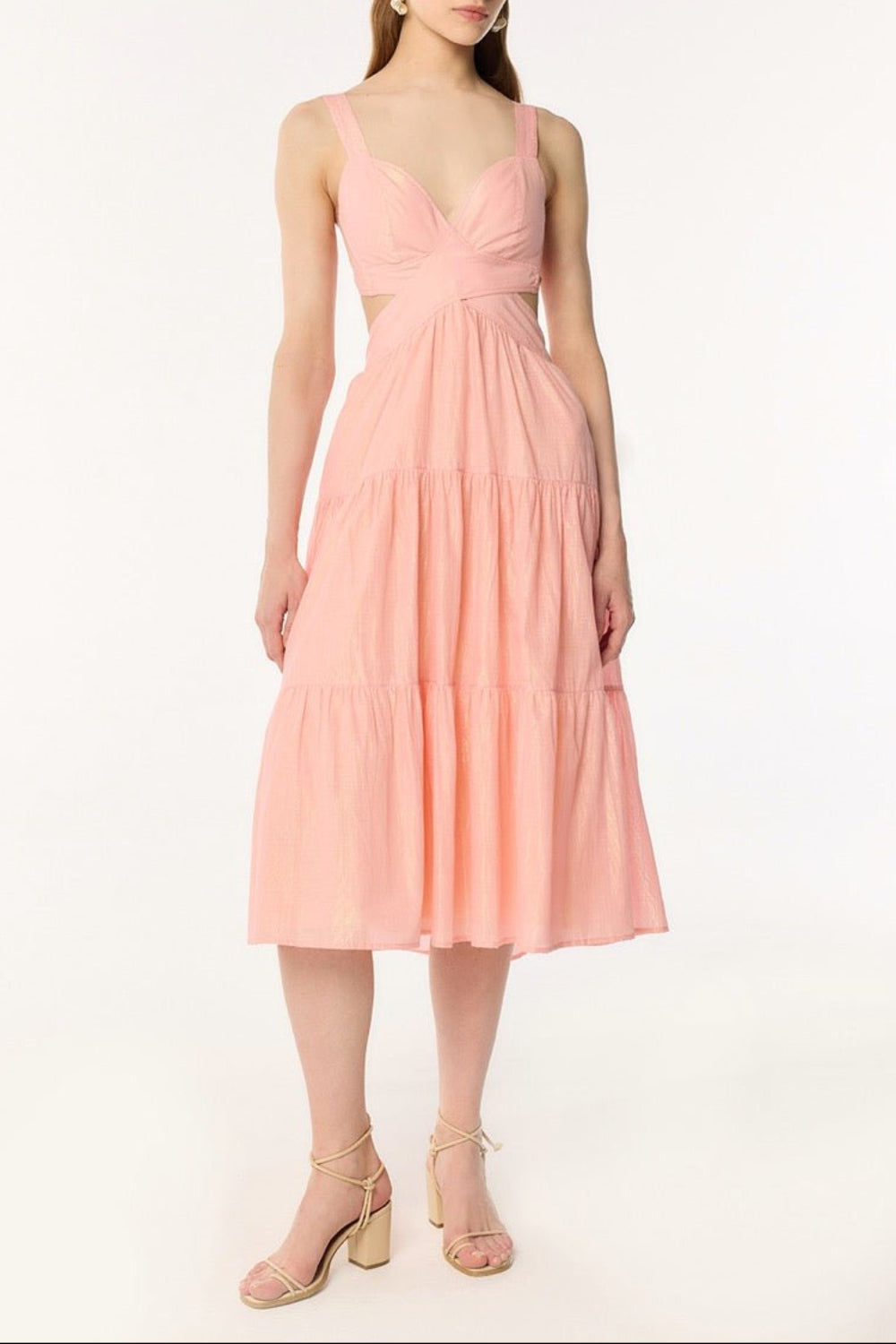 Long Dress Coco - PINK | Spring Collection | Poupette St Barth S / PINK / COTTON METALLIC PLAIN Long Dress Coco - PINK | Spring Collection | Poupette St Barth S / PINK / COTTON METALLIC PLAIN