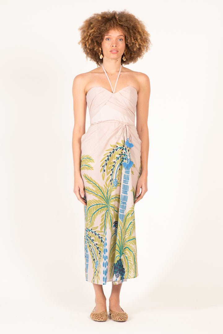 Long Dress Collina - Green Palmrott - Poupette St Barth