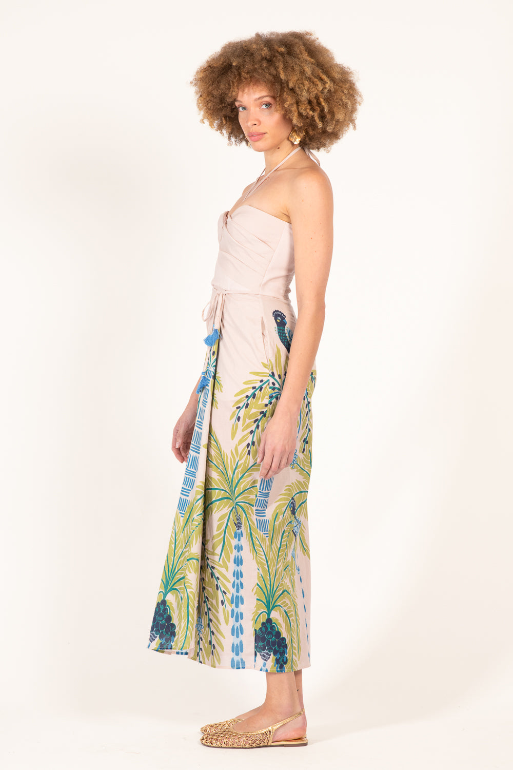 Long Dress Collina - Green Palmrott - Poupette St Barth