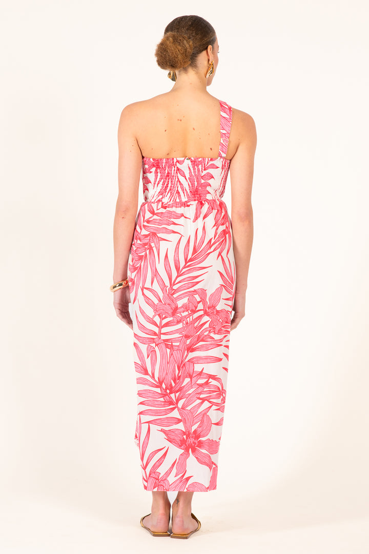 Long Dress Fanny - Pink Palm Leaf - Poupette St Barth
