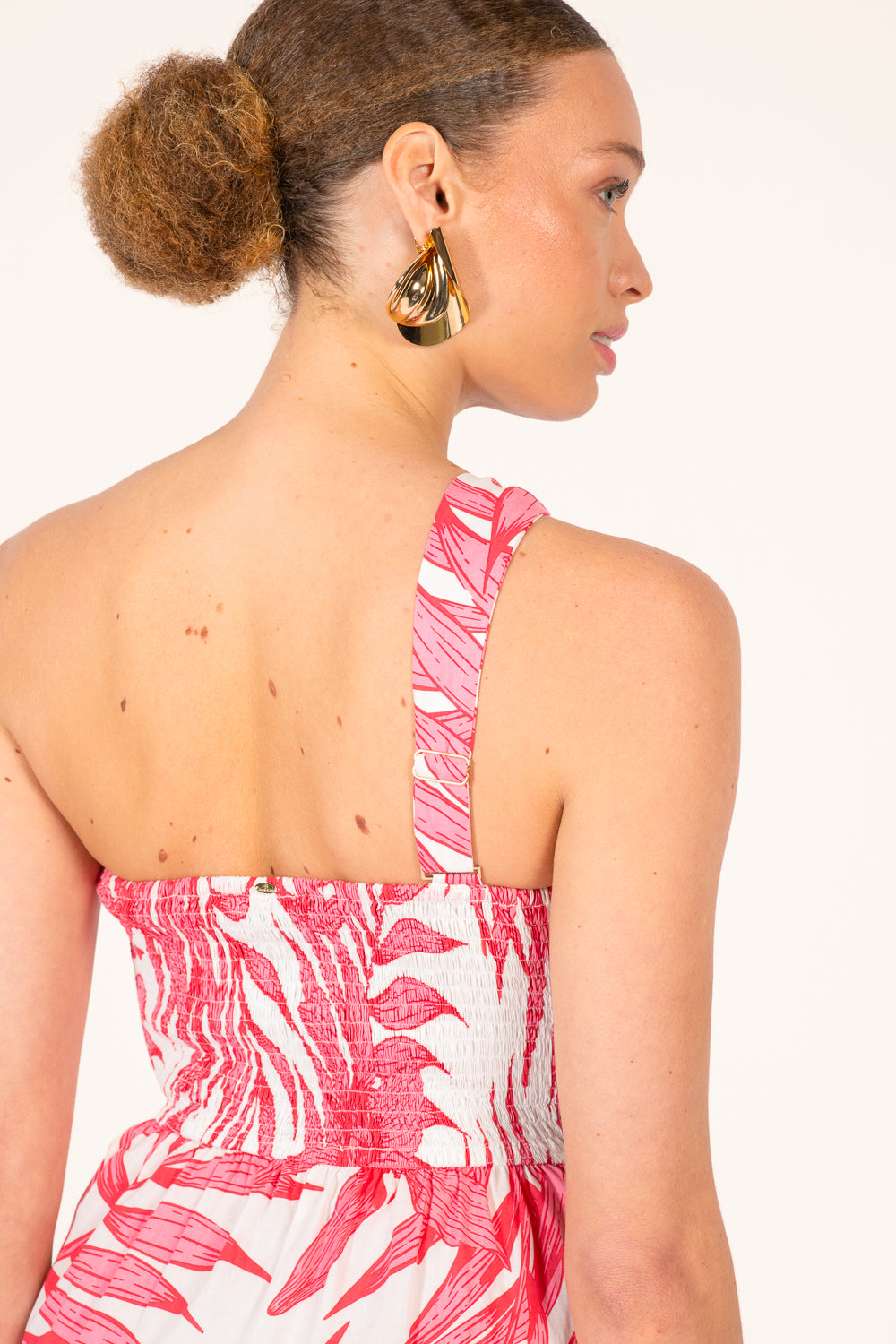 Long Dress Fanny - Pink Palm Leaf - Poupette St Barth