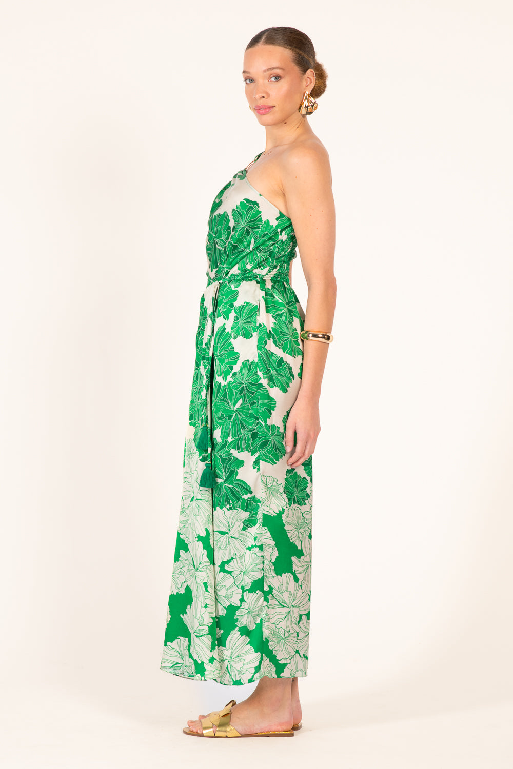 Long Dress Fanny - Green Flower Bunch
