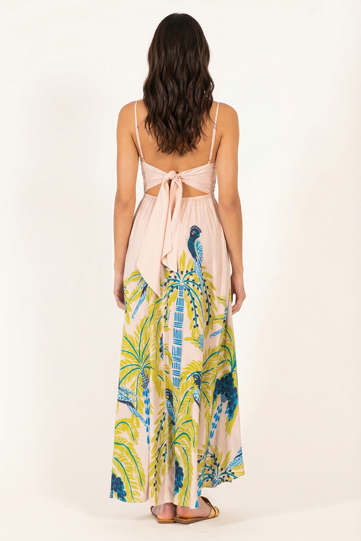 Long Dress Havana - Green Palmrott - Poupette St Barth