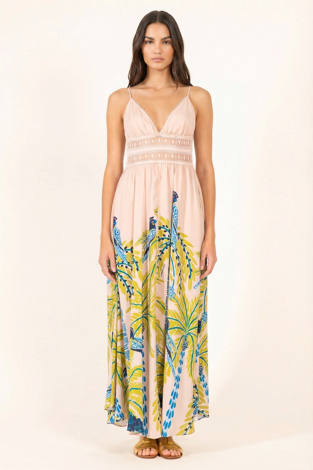 Long Dress Havana - Green Palmrott - Poupette St Barth