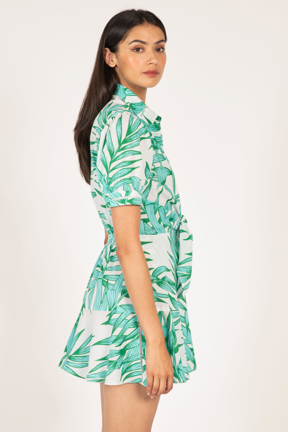 Mini Dress Iris - Green Palm Leaf - Poupette St Barth