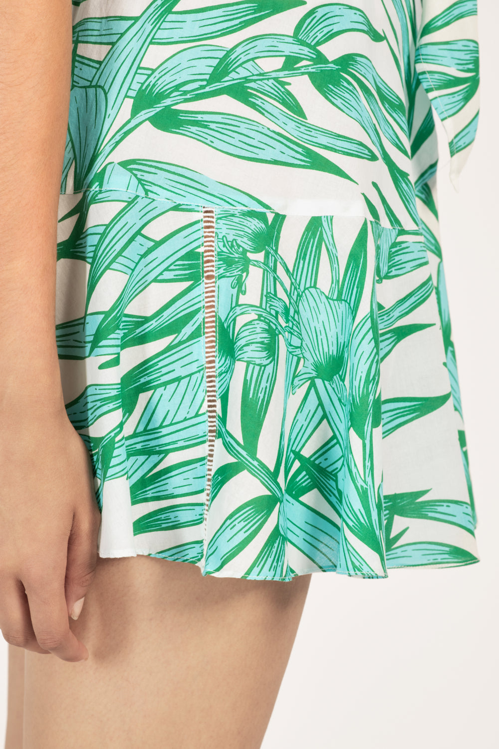 Mini Dress Iris - Green Palm Leaf - Poupette St Barth