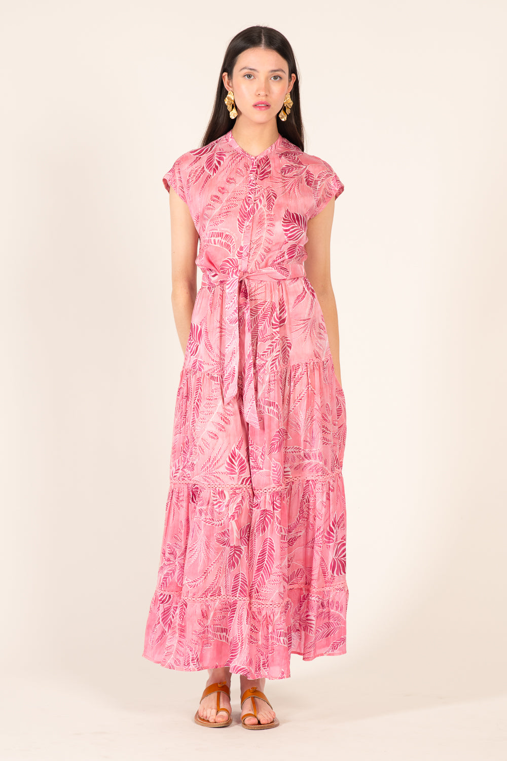 Long Dress Kora - Pink Calathea - Poupette St Barth
