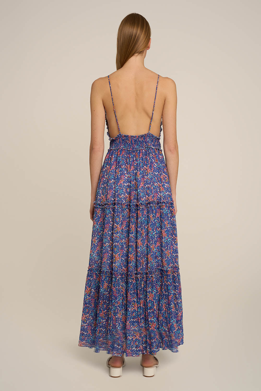 Robe Longue Lavinia - Blue Tiny Blooms