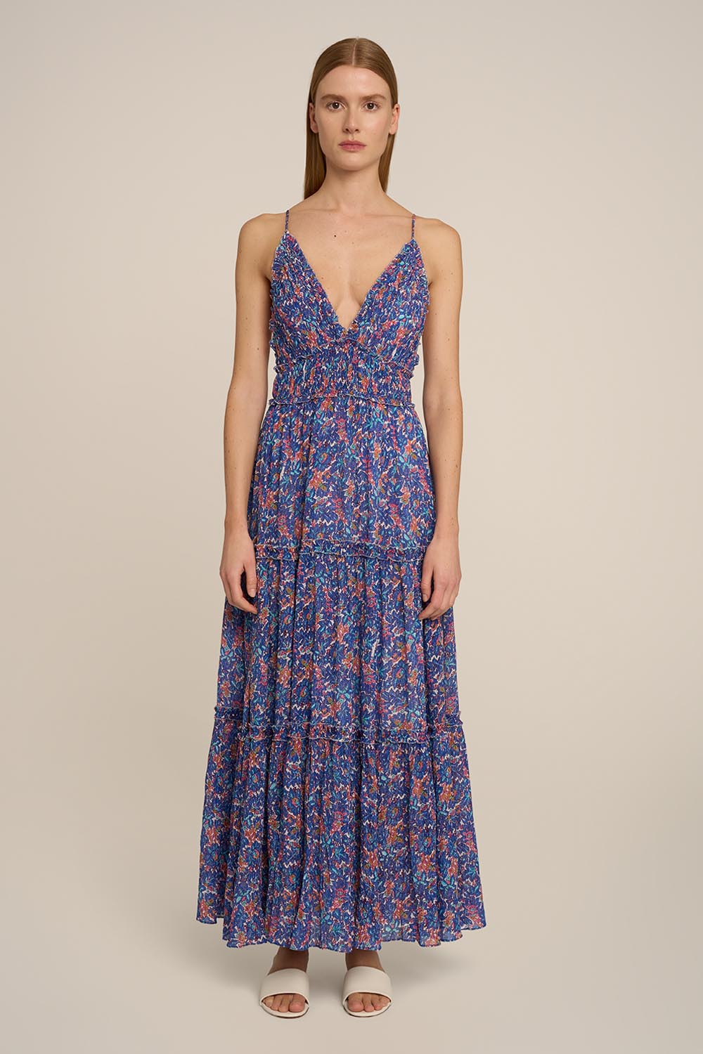 Robe Longue Lavinia - Blue Tiny Blooms