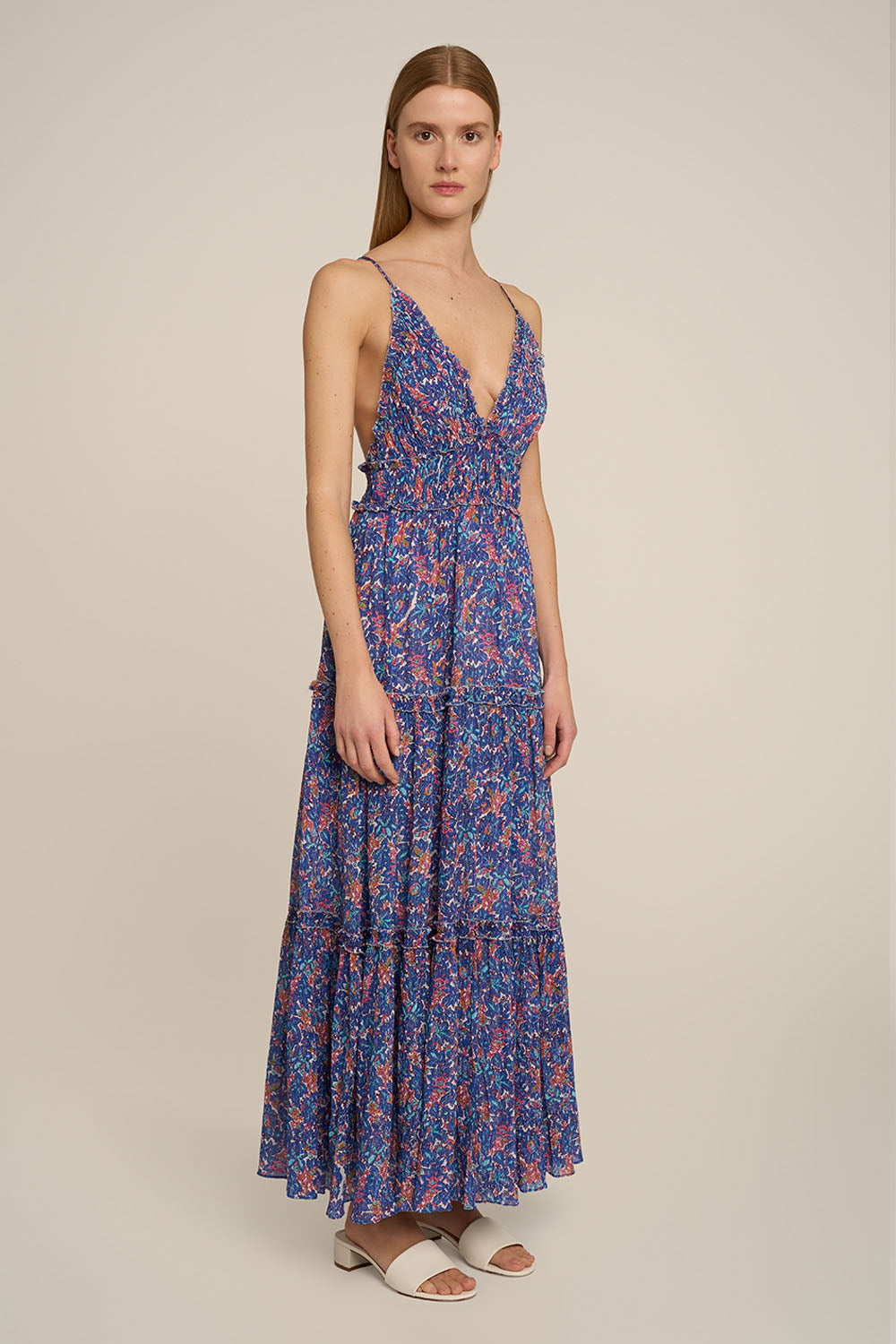Robe Longue Lavinia - Blue Tiny Blooms