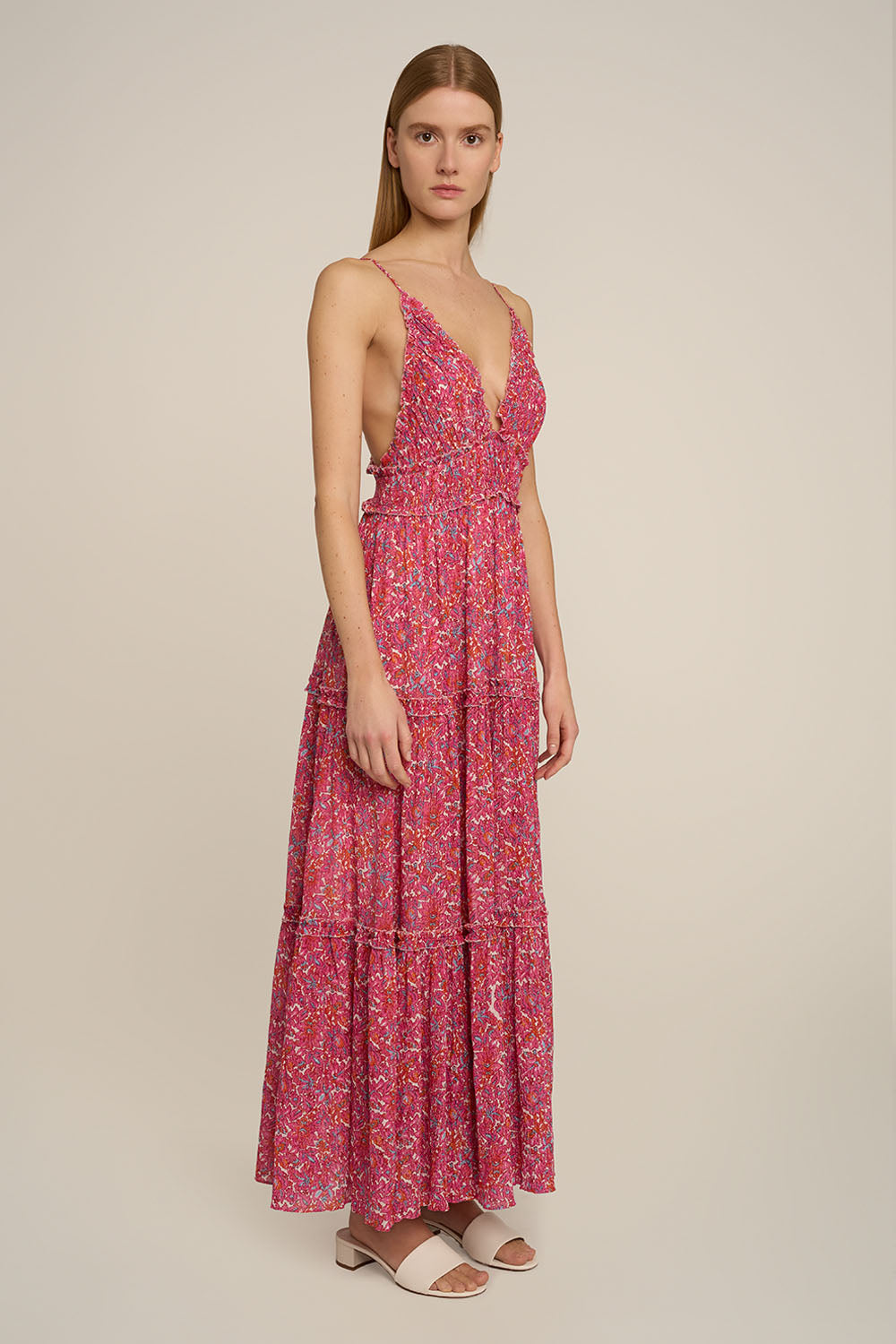 Robe Longue Lavinia - Pink Tiny Blooms