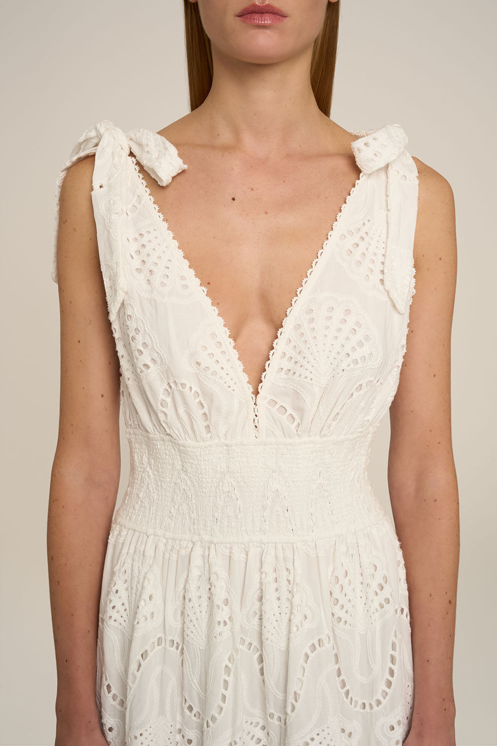 Long white Luiza long dress by Poupette St Barth, flowing natural fabric with a relaxed, elegant fit.
