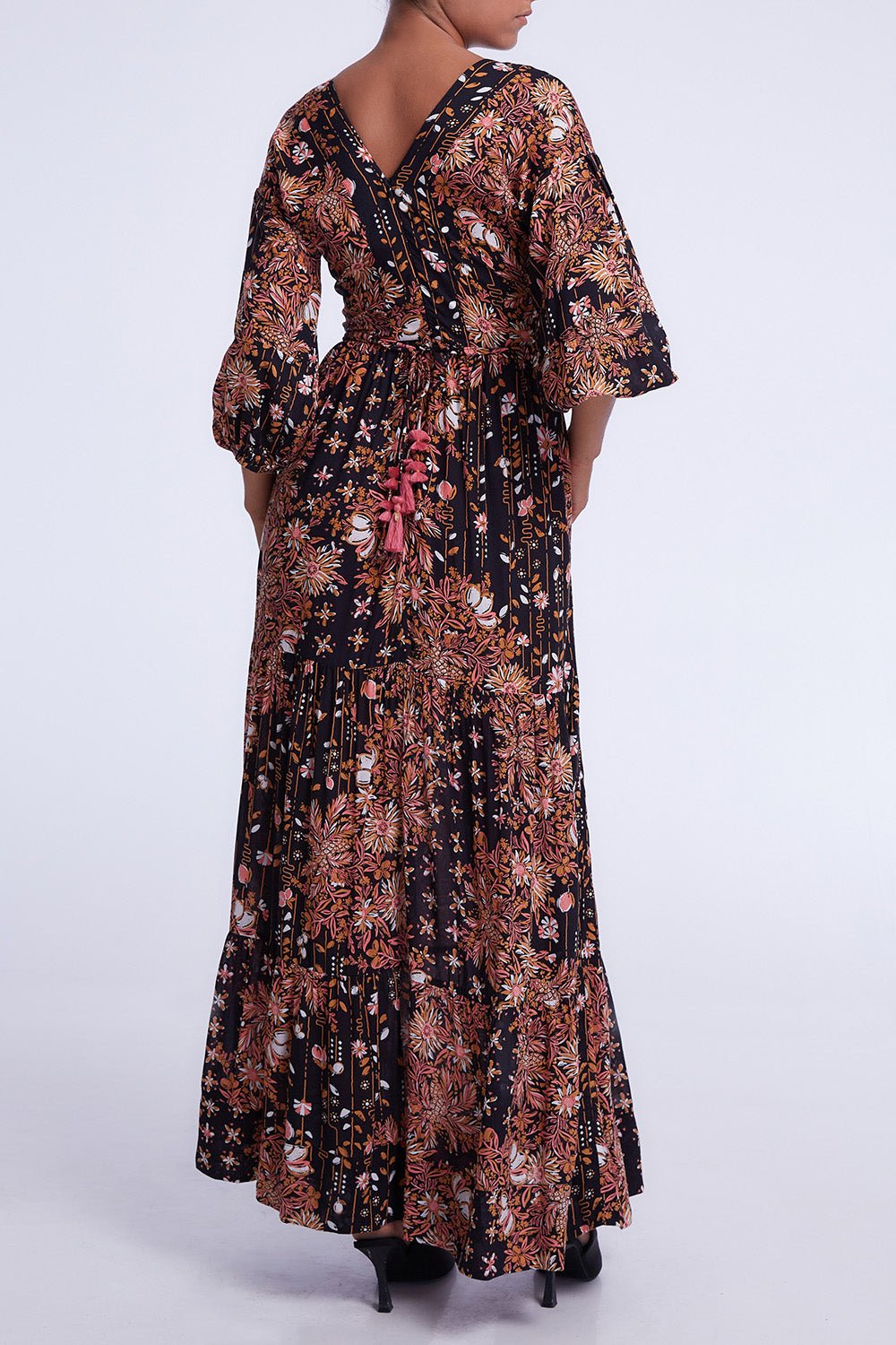 Robe Longue Mya - Black Pink Riviera