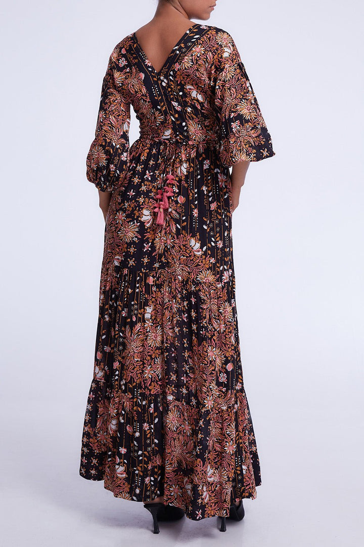 Robe Longue Mya - Black Pink Riviera