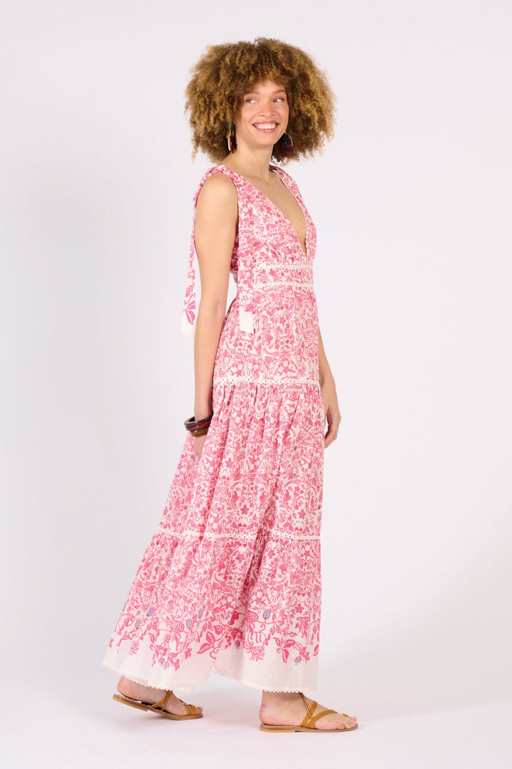 Robe Longue Perla - Pink Tiare