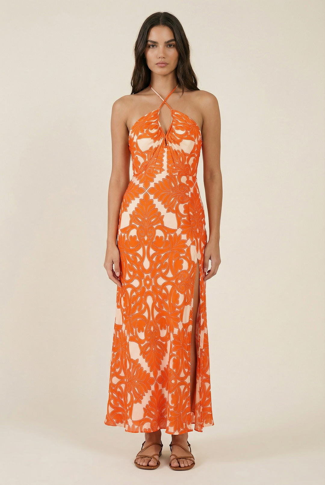 orange patterned dress Tiered Maxi Dress - Lemons and Oranges