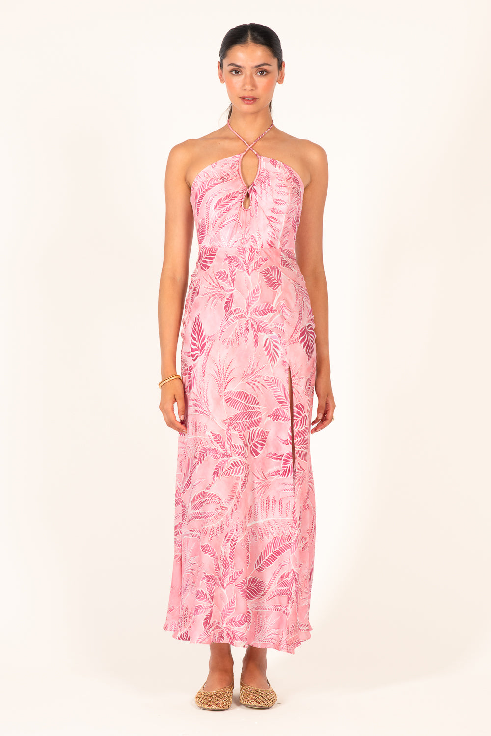 Long Dress Stella - Pink Calathea - Poupette St Barth