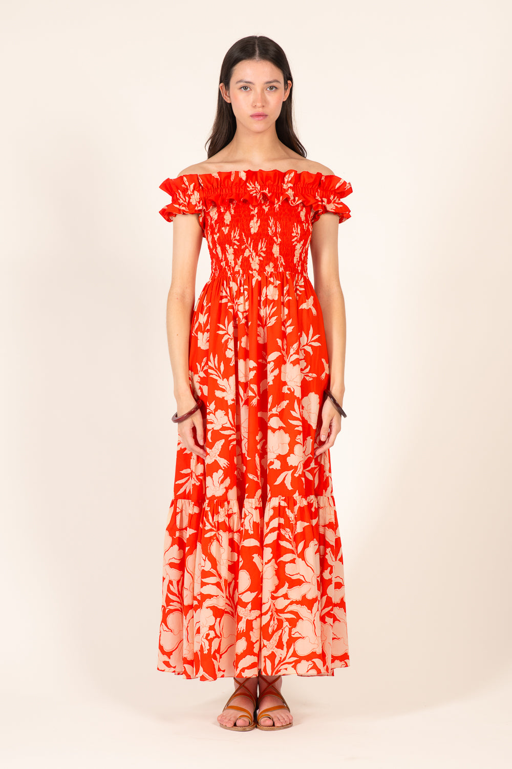 Long Dress Suzanne - Coral Palm Beach - Poupette St Barth