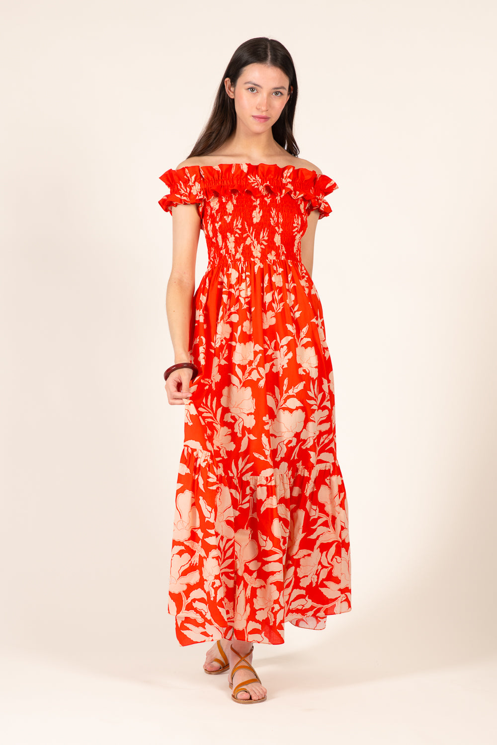 Long Dress Suzanne - Coral Palm Beach - Poupette St Barth