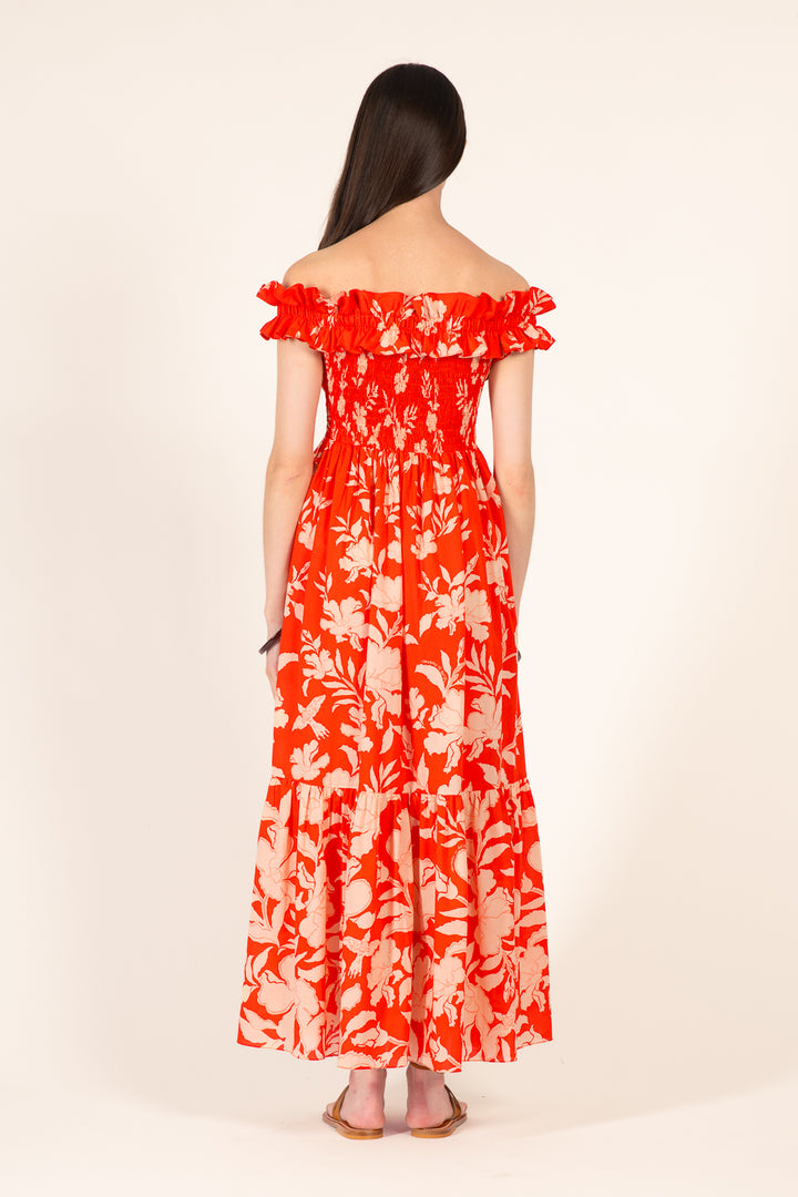 Long Dress Suzanne - Coral Palm Beach - Poupette St Barth