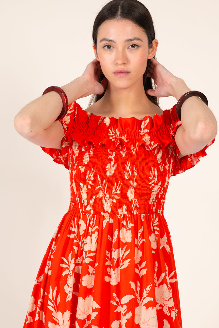 Long Dress Suzanne - Coral Palm Beach - Poupette St Barth
