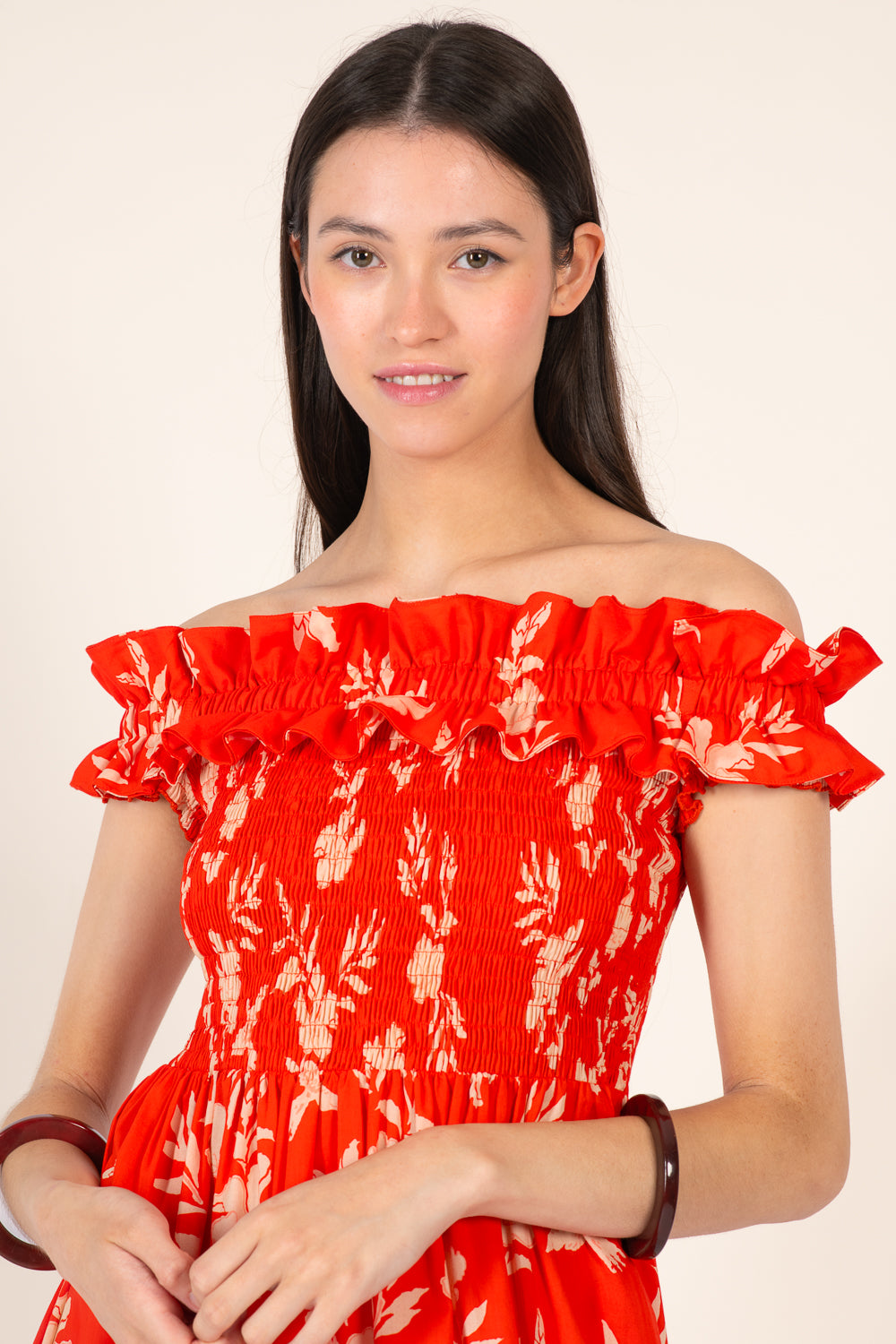 Long Dress Suzanne - Coral Palm Beach - Poupette St Barth