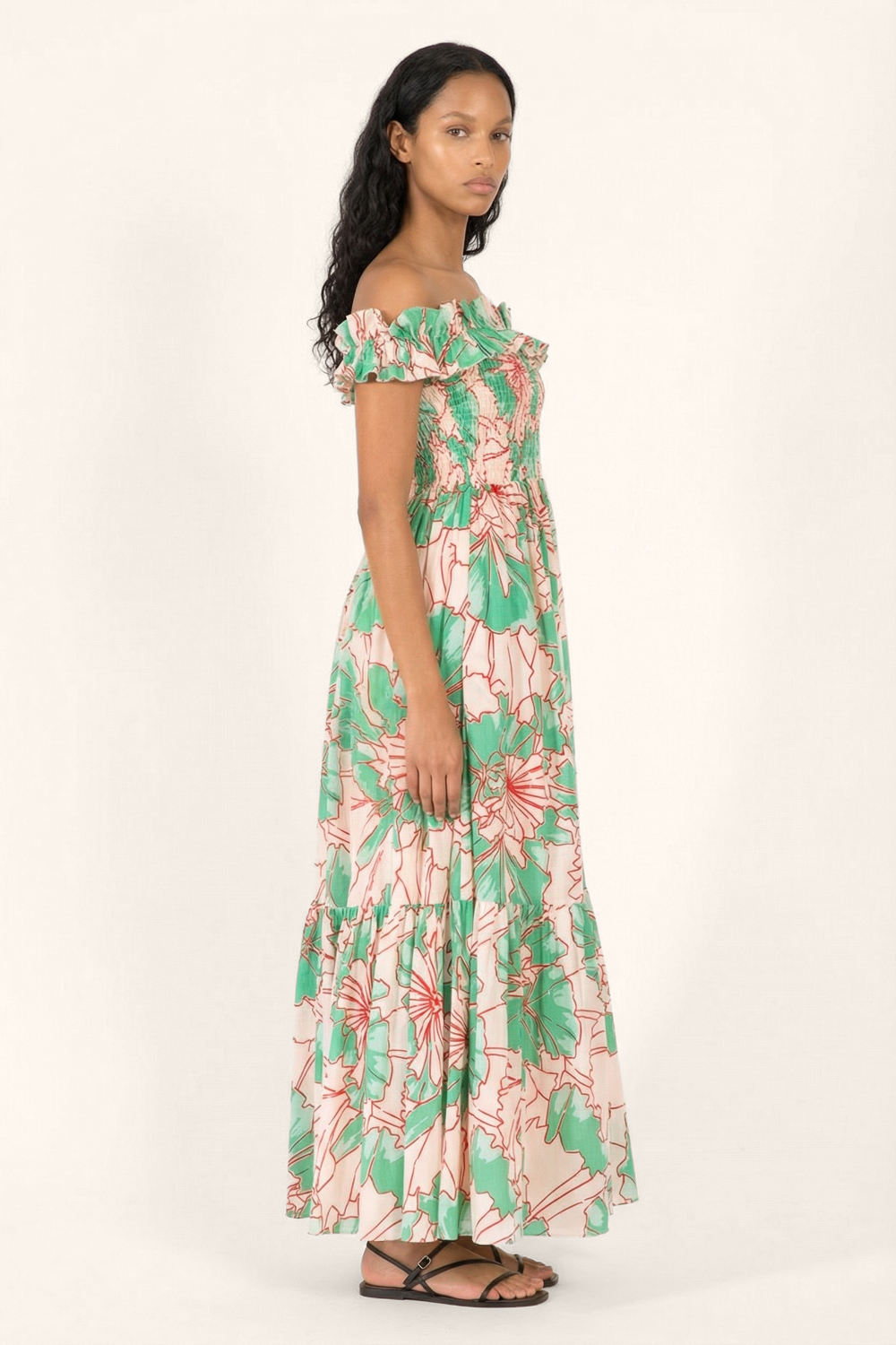 Long Dress Suzanne - Green Petal - Poupette St Barth