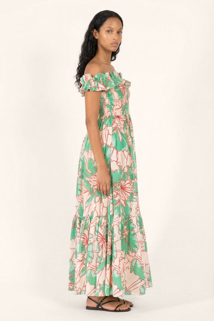 Long Dress Suzanne - Green Petal - Poupette St Barth